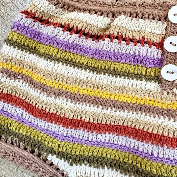 NWT Free People She Made Me Rahi Crochet High Waisted Bikini Swim Bottom Brown M - Picture 9 of 11